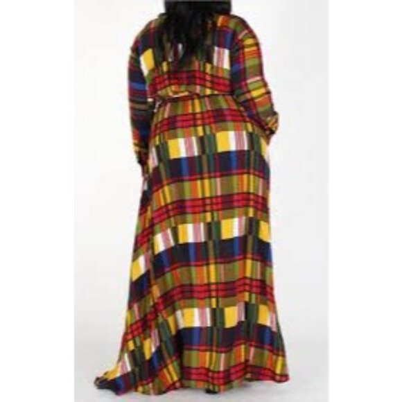 Eien USA Colorful Plaid Maxi Dress Plus 2X NWOT - Picture 2 of 7